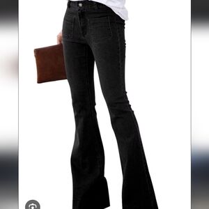 Black Flared High Waisted Stretchy Jeans 12